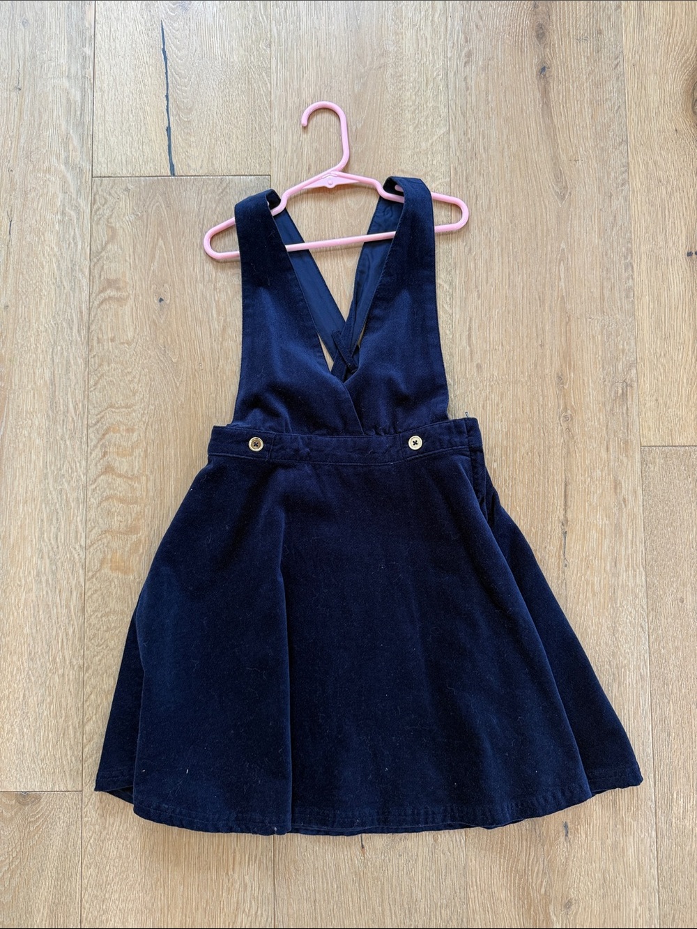 Janie and Jack Black Corduroy Cross-Back Pinafore Dress with Gold Buttons